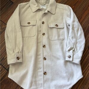 Old Navy Women’s Shacket Cream Button-Up Shirt